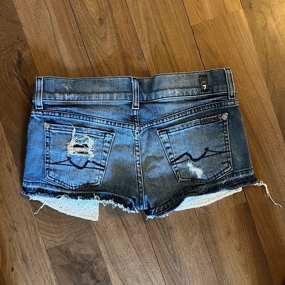 7 for All Mankind Distressed Cutoff Shorts with Crochet Detail - Size 26 - Picture 2 of 4